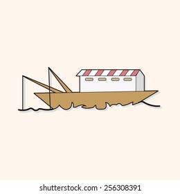 fishing boat cartoon theme elements