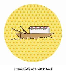 fishing boat cartoon theme elements