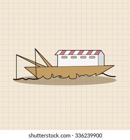 fishing boat cartoon theme elements