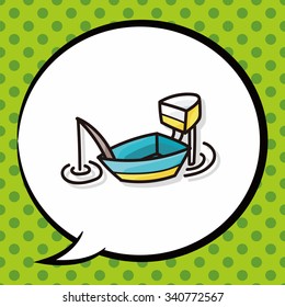 fishing boat doodle, speech bubble
