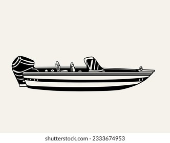 fishing boat of drawing ink sketch for poster, art print, art collection