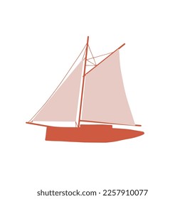 Fishing boat drawing set isolated on white. Colorful icon collection. Small ships in cute flat design. Kid toy style. Vector illustration.
