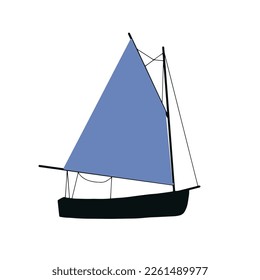 Fishing boat drawing set isolated on white. Colorful icon collection. Small ships in cute flat design. Kid toy style. Vector illustration.