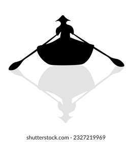
Fishing boat with fisherman reflecting in the lake.
Japanese ink painting
 Oriental style sumi e, wu shin, go hua,
SSTK abstract,
vector illustration.