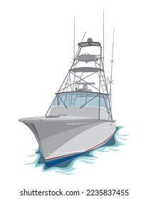 el barco de pesca es de la ilustración del vector delantero sobre fondo blanco