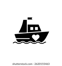 Fishing Boat with Heart Symbol Representing Father-Child Fishing Adventures