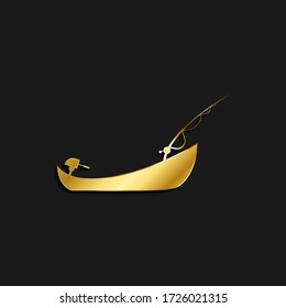 Fishing, boat, icon gold icon. Vector illustration of golden style