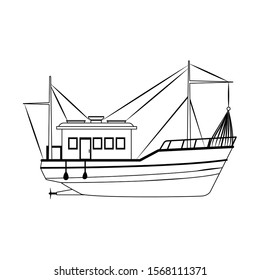fishing boat icon image over white background, vector illustration