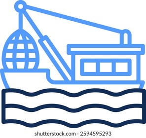 Fishing Boat Icon Line Color Vector Illustration