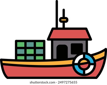 A Fishing boat icon in line style.