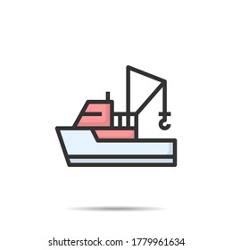 Fishing Boat  icon line vector illustration 