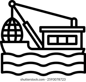 Fishing Boat Icon Line Vector Illustration