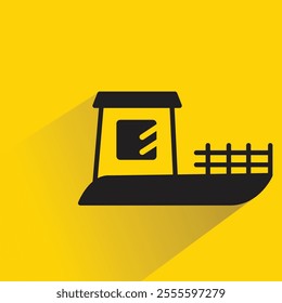fishing boat icon with shadow on yellow background