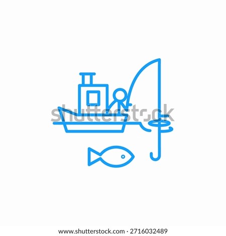 fishing from boat icon sign vector