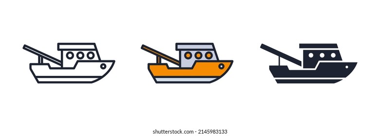 fishing boat icon symbol template for graphic and web design collection logo vector illustration