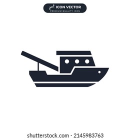 fishing boat icon symbol template for graphic and web design collection logo vector illustration