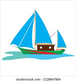 fishing boat illustration, fan, sailing boat, traditional boat