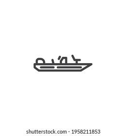 Fishing boat line icon. linear style sign for mobile concept and web design. Motor boat outline vector icon. Symbol, logo illustration. Vector graphics