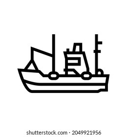 fishing boat line icon vector. fishing boat sign. isolated contour symbol black illustration svg