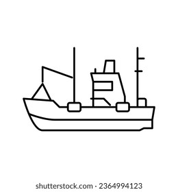fishing boat line icon vector. fishing boat sign. isolated contour symbol black illustration svg