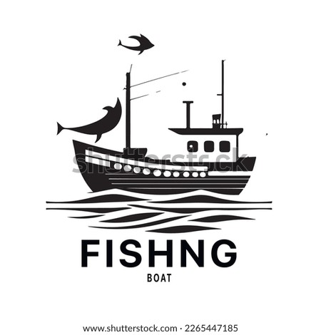 Fishing boat logo design image for Sea transportation and barge boat logo vector. Vector illustration