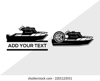 Fishing Boat Monogram SVG Printable Vector Illustration