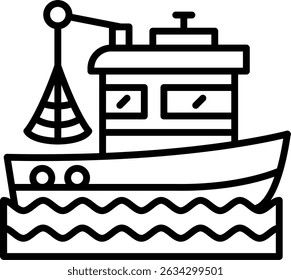 Fishing Boat New Creative Icon Design Vector