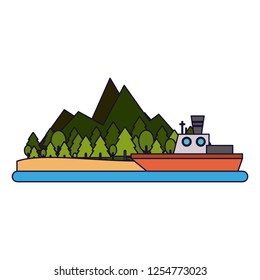 Fishing boat on island