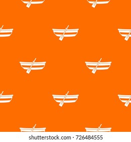 Fishing boat pattern repeat seamless in orange color for any design. Vector geometric illustration
