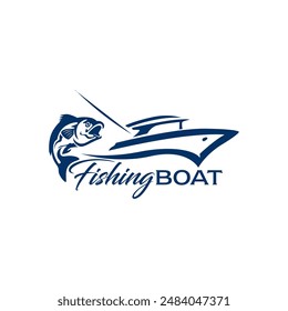 Fishing Boat Rent Logo Billfish Template Vector Logo 