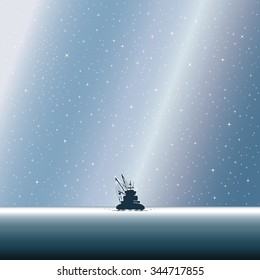 Fishing Boat Returning to the Harbor under the Starry Silver Sky