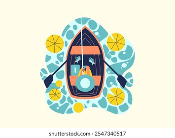 Fishing boat in a river