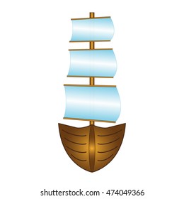 Fishing boat with sails - Vector design EPS10