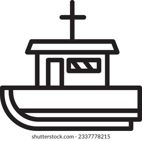 Fishing Boat Sea Outline Icon