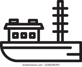 Fishing Boat Sea Outline Icon