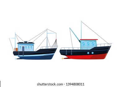 Fishing boat sea travel pair