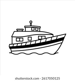 fishing boat ship silhouette vector style white