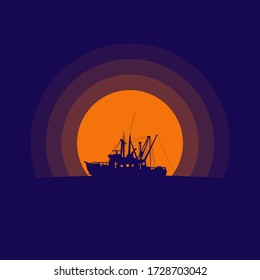 fishing boat silhouette at sunset