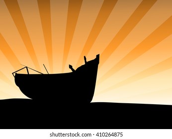 Fishing Boat & Sunshine - Vector