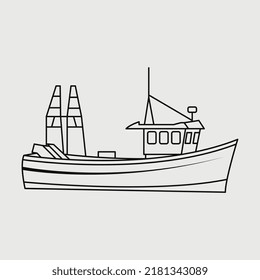 Fishing Boat SVG Printable Vector Design,