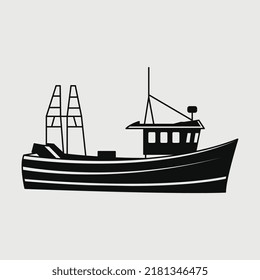 Fishing Boat SVG Printable Vector Design,