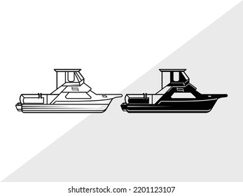 Fishing Boat SVG Printable Vector Illustration
