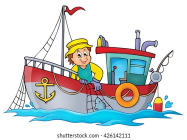 Fishing boat theme image 1 - eps10 vector illustration.