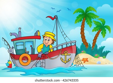 Fishing boat theme image 5 - eps10 vector illustration.