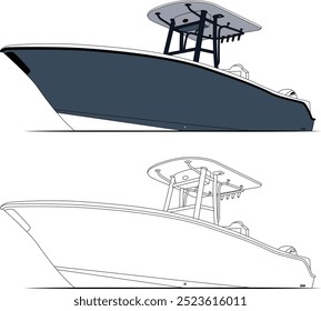 Fishing Boat Vector, Bluewater Boat Vector, Fishing Boat Images, Sport Fishing Boat Vector, Line Art, Art, Fishing Illustration, Vector, Free Image Download