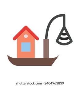 Fishing Boat Vector Flat Icon For Personal And Commercial Use.

