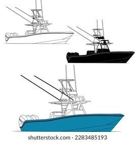 Fishing boat vector graphic, best fishing boat vector Fishing Boat Illustration Printable Vector Design.