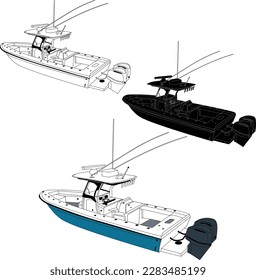 Fishing boat vector graphic, best fishing boat vector Fishing Boat Illustration Printable Vector Design.