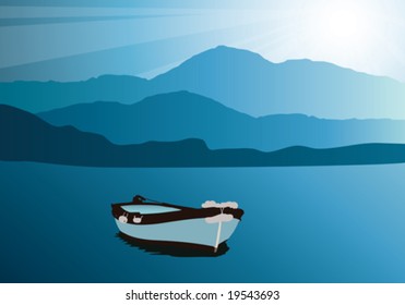 fishing boat, vector illustration