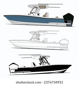 Ilustración vectorial de embarcaciones de pesca, vector de embarcación